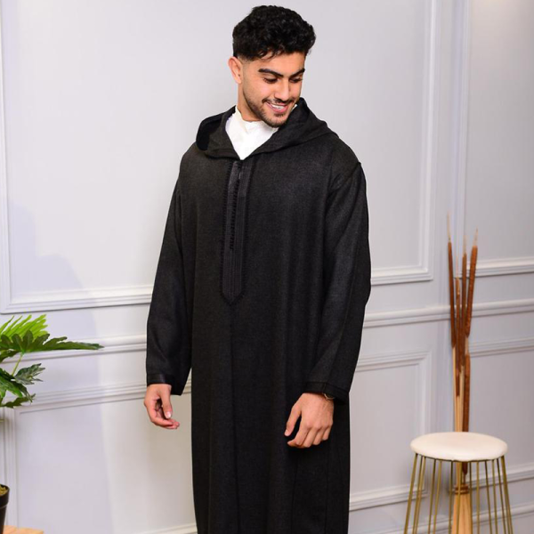 Djlaba pour hommes Noir